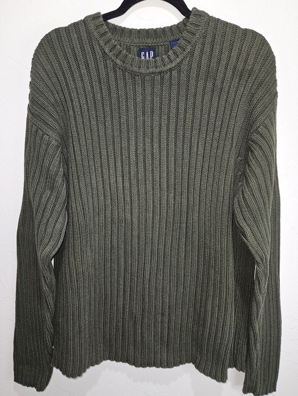 Vintage GAP Sweater Men's Size Extra Large Green Ribbed Heavy Cotton 90s Y2k
